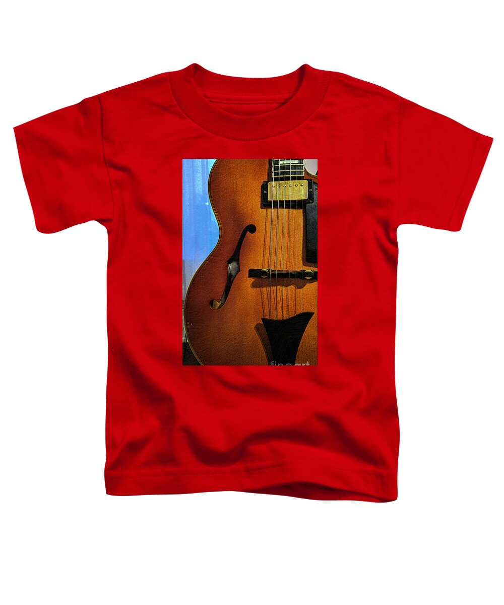 Jazz Toddler T-Shirt featuring the mixed media Archtop Guitar Detail by Bentley Davis