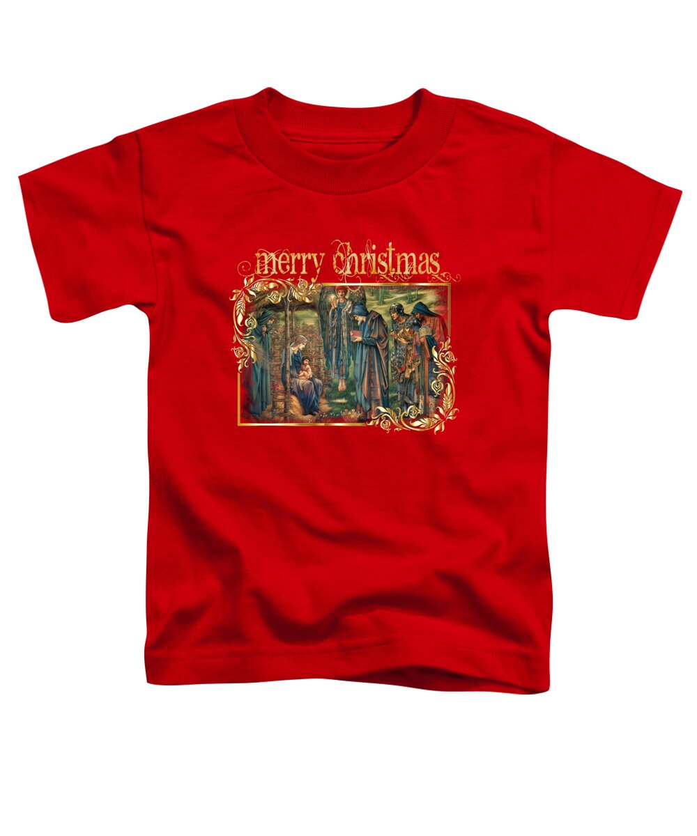 Jesus Toddler T-Shirt featuring the mixed media The Nativity Christmas Jesus Birthday Jones by Edward Burne Jones