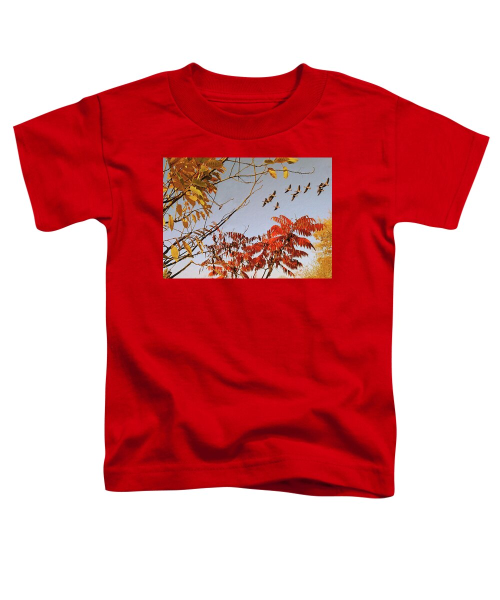 Autumn Sky Toddler T-Shirt featuring the mixed media Autumn Sky by Alex Mir