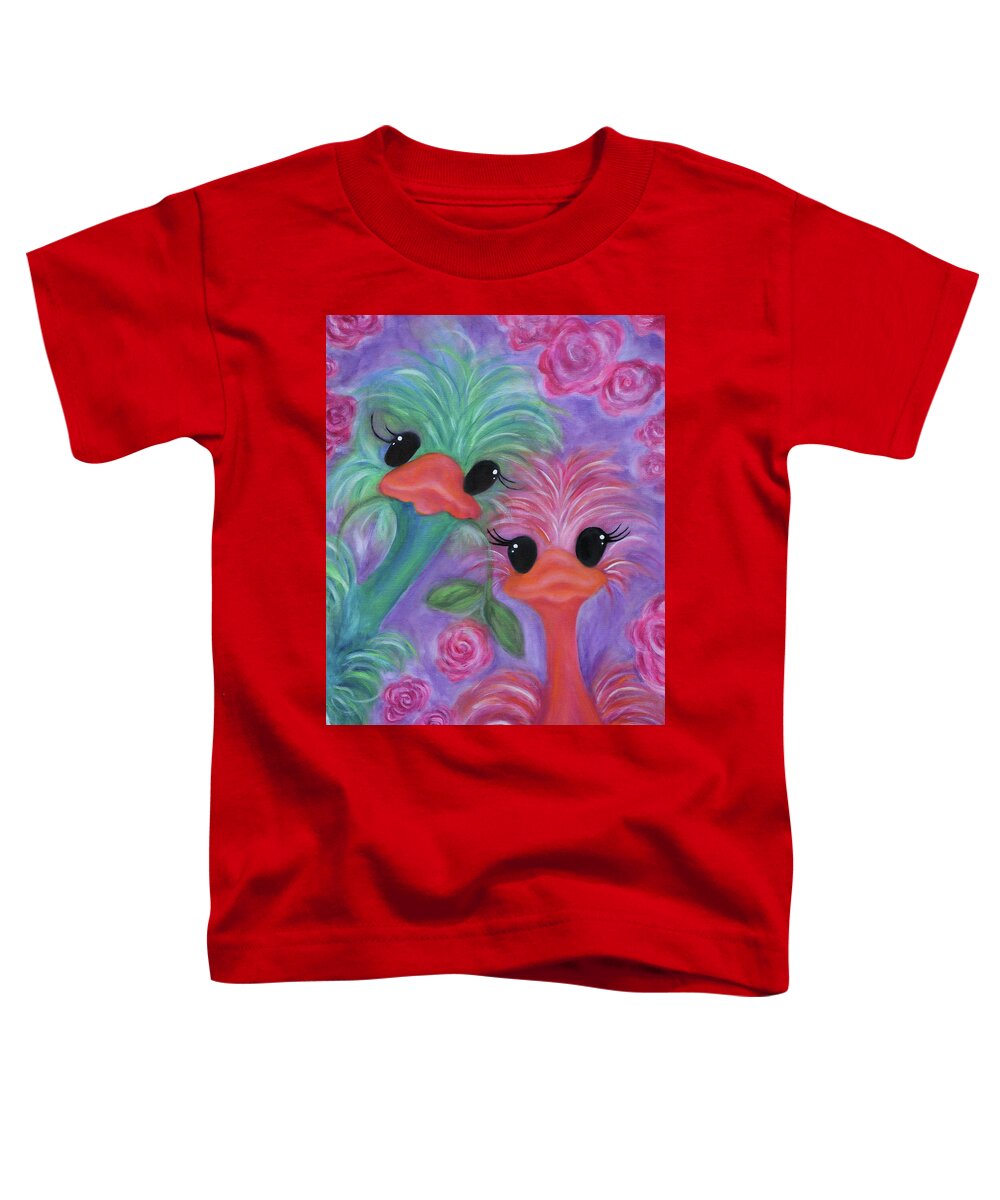Baby Ostriches Toddler T-Shirt featuring the painting Baby Ostriches by Tammy Pool