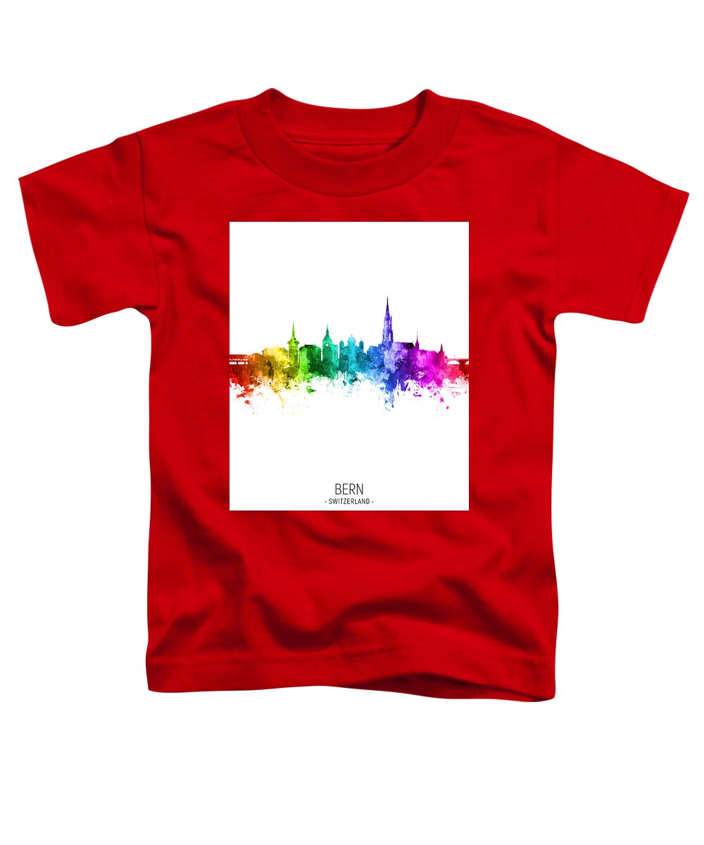 Bern Toddler T-Shirt featuring the digital art Bern Switzerland Skyline #47 by Michael Tompsett