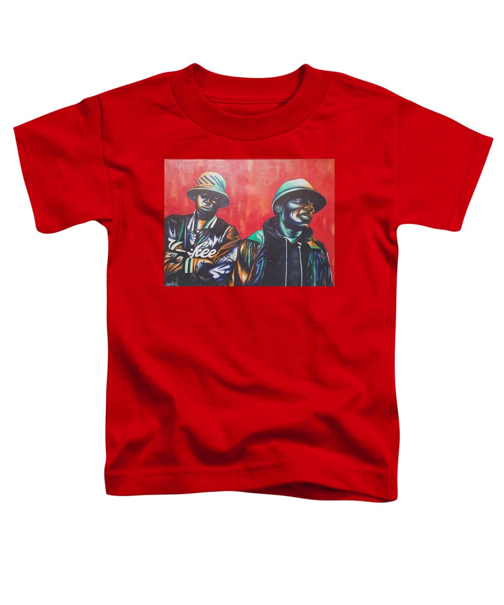 Hiphop Toddler T-Shirt featuring the painting Blackstar Shining by Ladre Daniels