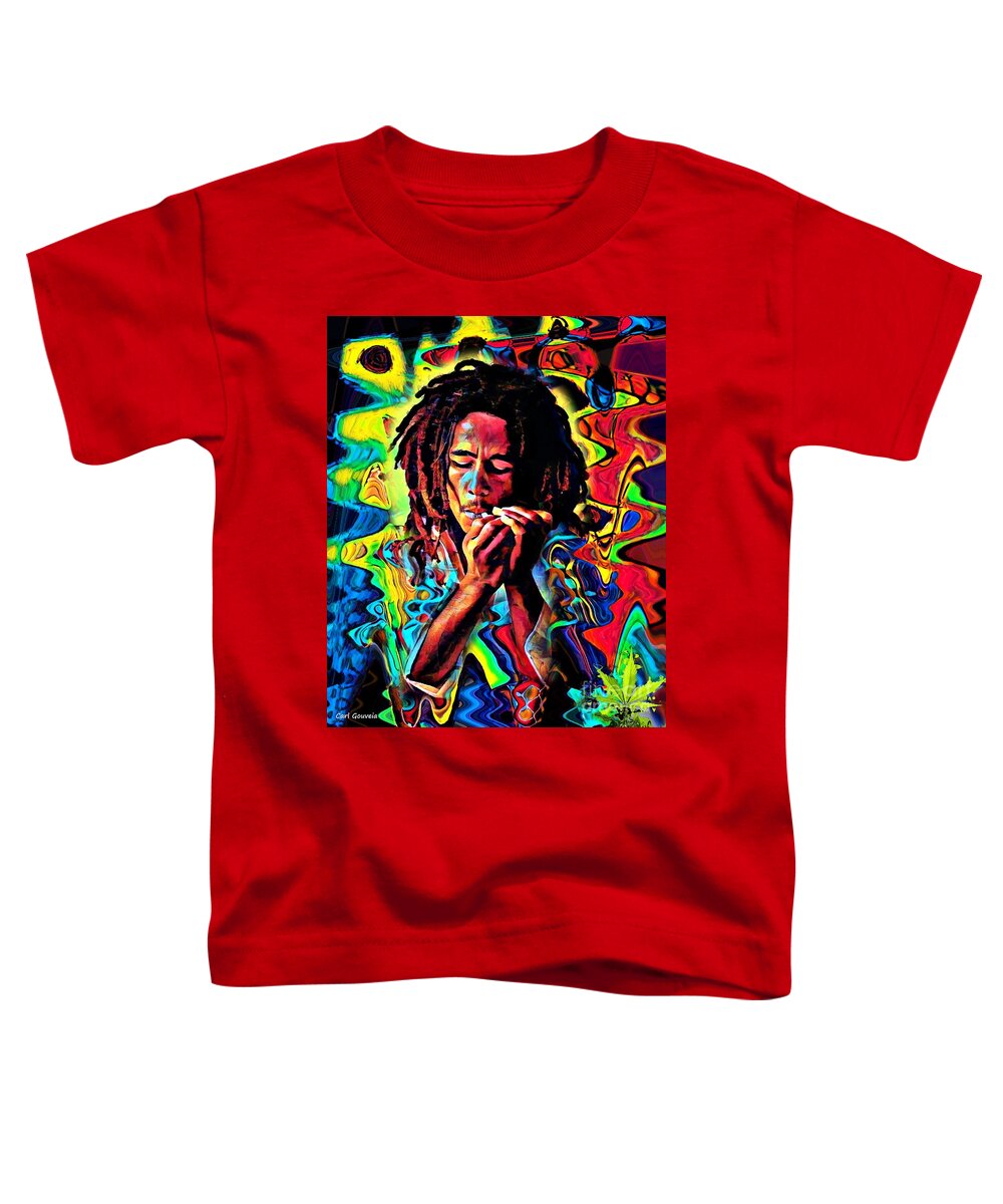 Bob Marley Toddler T-Shirt featuring the mixed media Bob Marley Abstract art by Carl Gouveia
