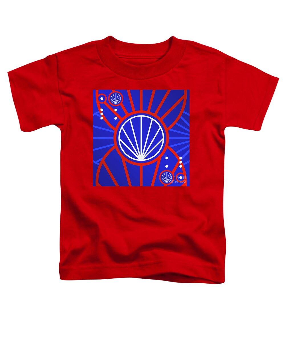 Abstract Toddler T-Shirt featuring the mixed media Bold Primary Geometric Glyph Art in Red White and Blue n.0119 by Holy Rock Design