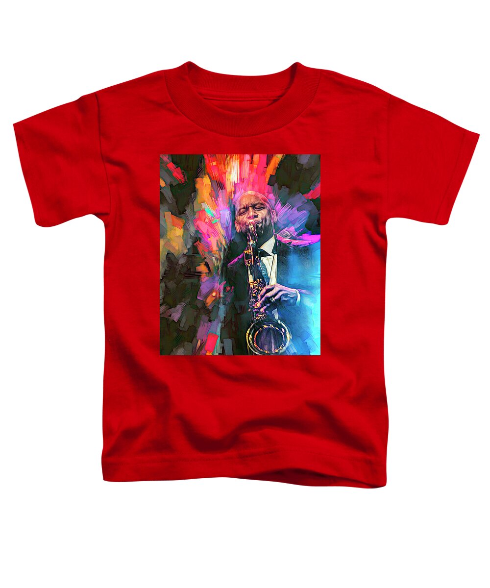 Branford Marsalis Toddler T-Shirt featuring the mixed media Branford Marsalis Musician by Mal Bray