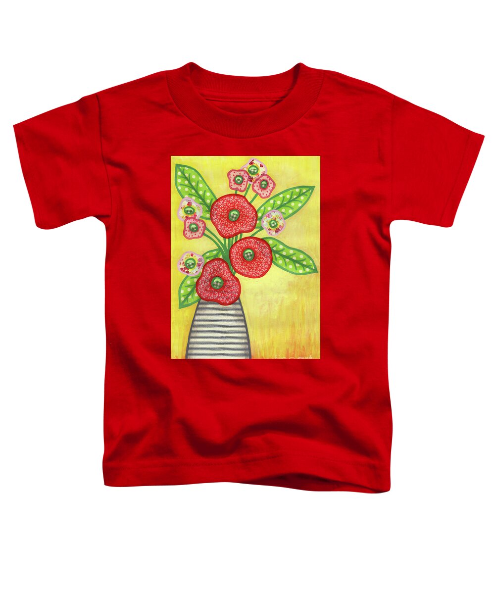 Flowers In A Vase Toddler T-Shirt featuring the painting Breakfast In Bed Bouquet by Amy E Fraser