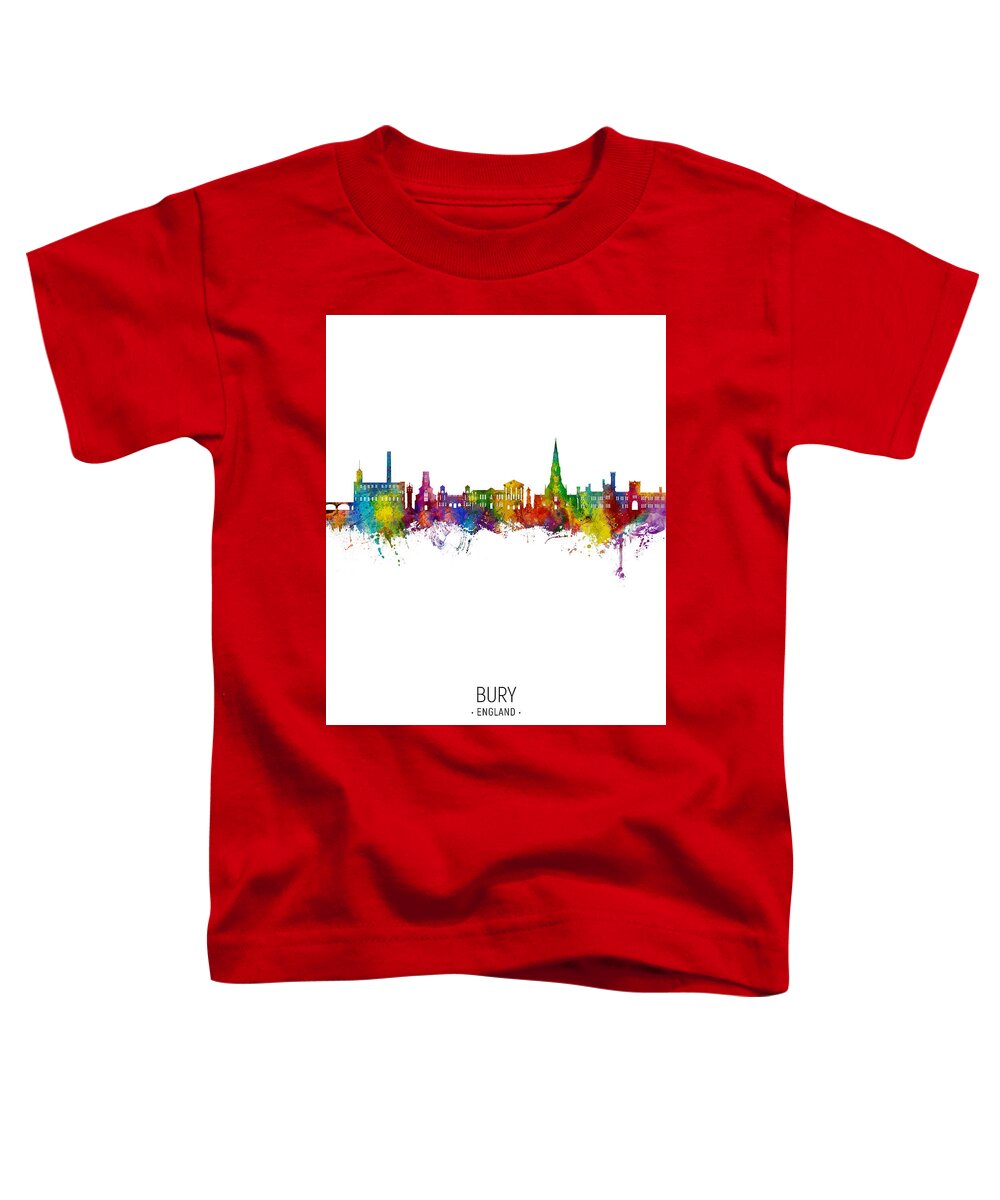 Bury Toddler T-Shirt featuring the digital art Bury England Skyline #55 by Michael Tompsett