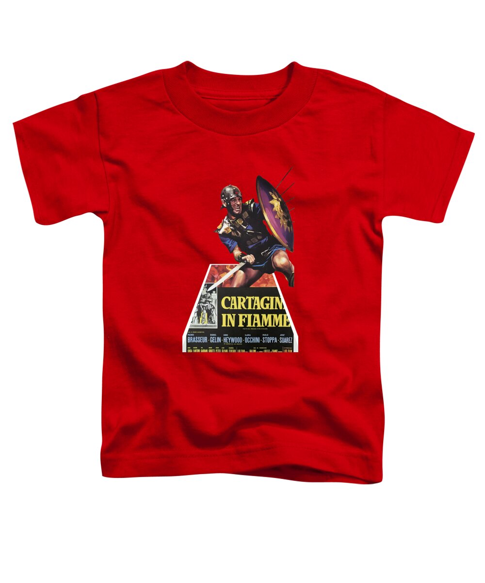 Carthage Toddler T-Shirt featuring the mixed media ''Carthage in Flames,'' 1960 - 3d movie poster by Movie World Posters