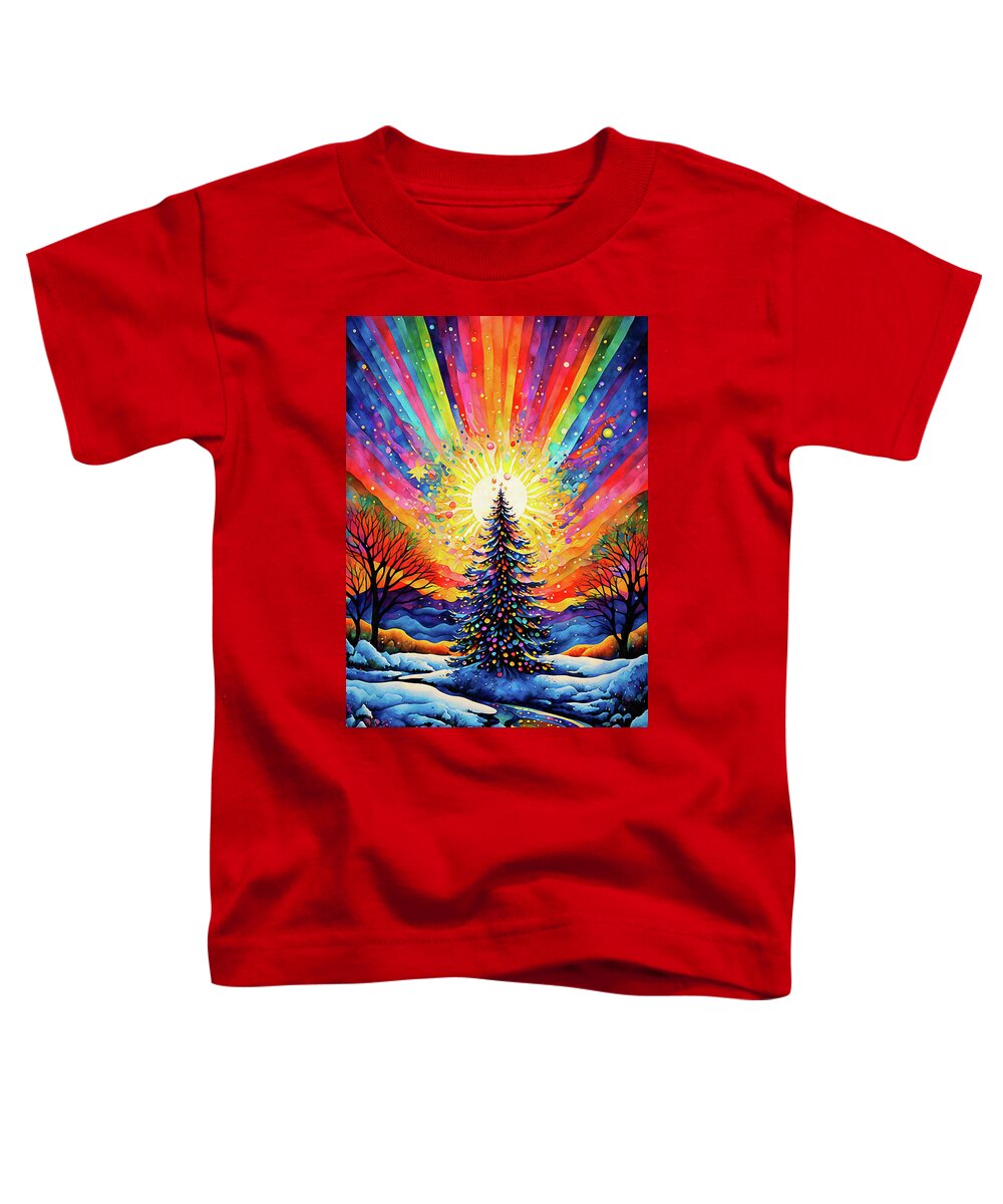 Christmas Toddler T-Shirt featuring the digital art Christmas Tree Celebration by Peggy Collins