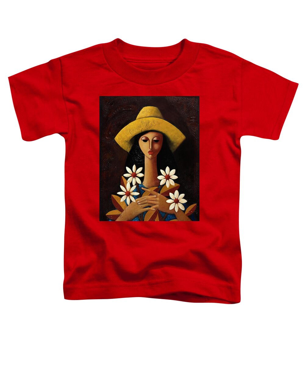 Puerto Rico Toddler T-Shirt featuring the painting Cinco Margaritas by Oscar Ortiz