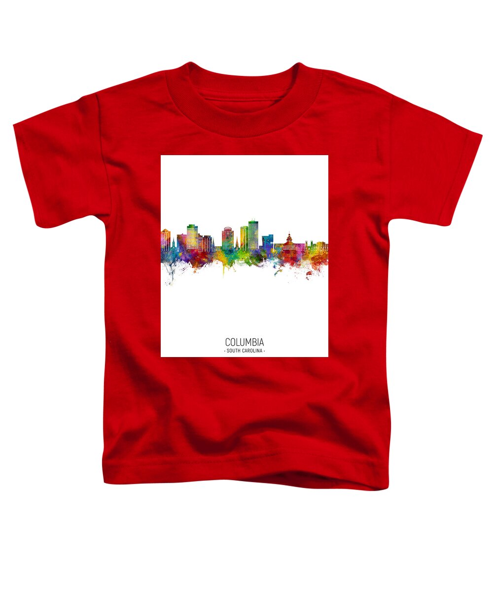 Columbia Toddler T-Shirt featuring the digital art Columbia South Carolina Skyline #56 by Michael Tompsett