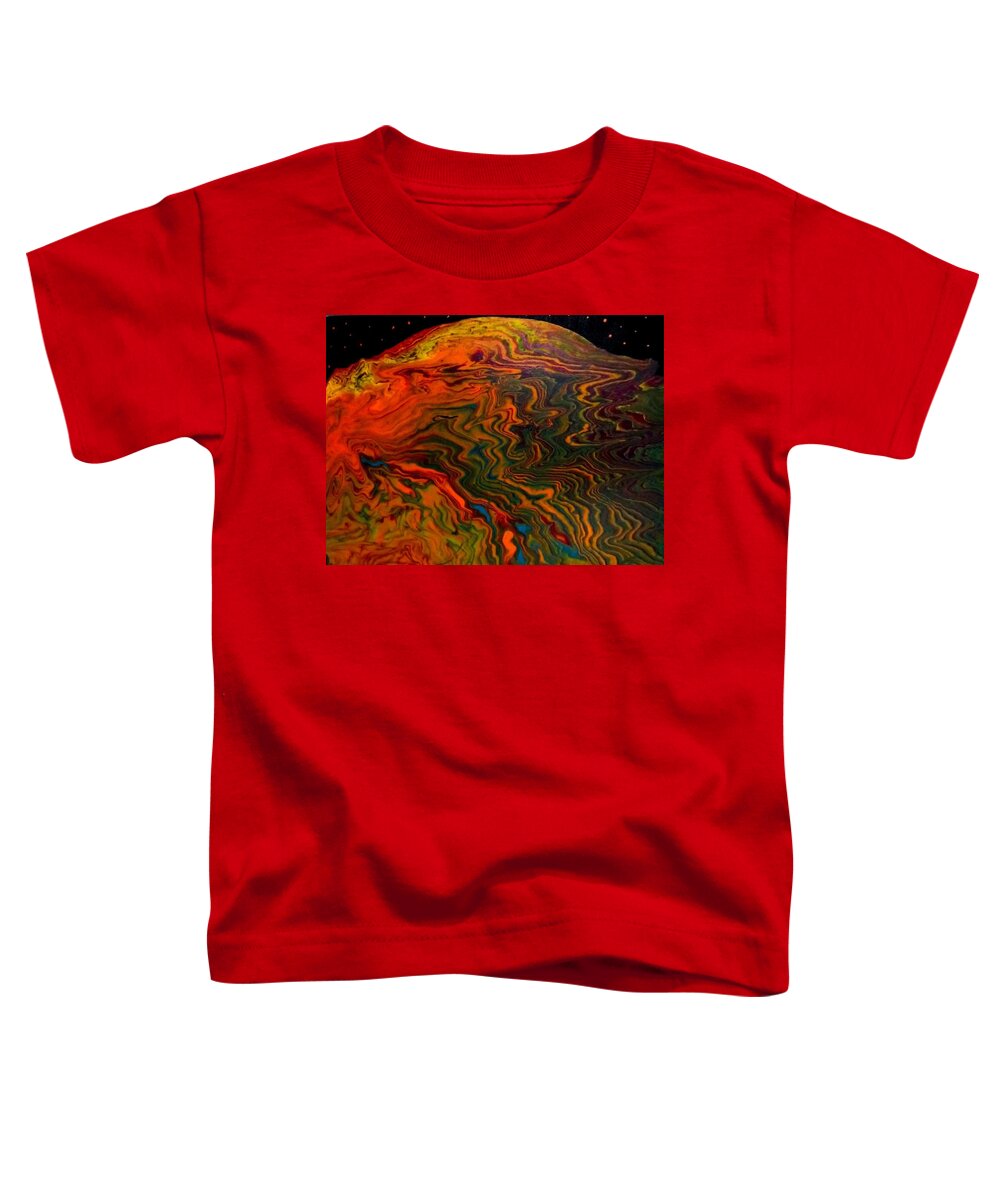 Glow Toddler T-Shirt featuring the painting Electric Sunset by Anna Adams