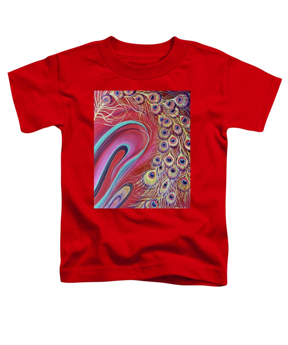 Gold Toddler T-Shirt featuring the painting Feather Dance by Nancy Cupp
