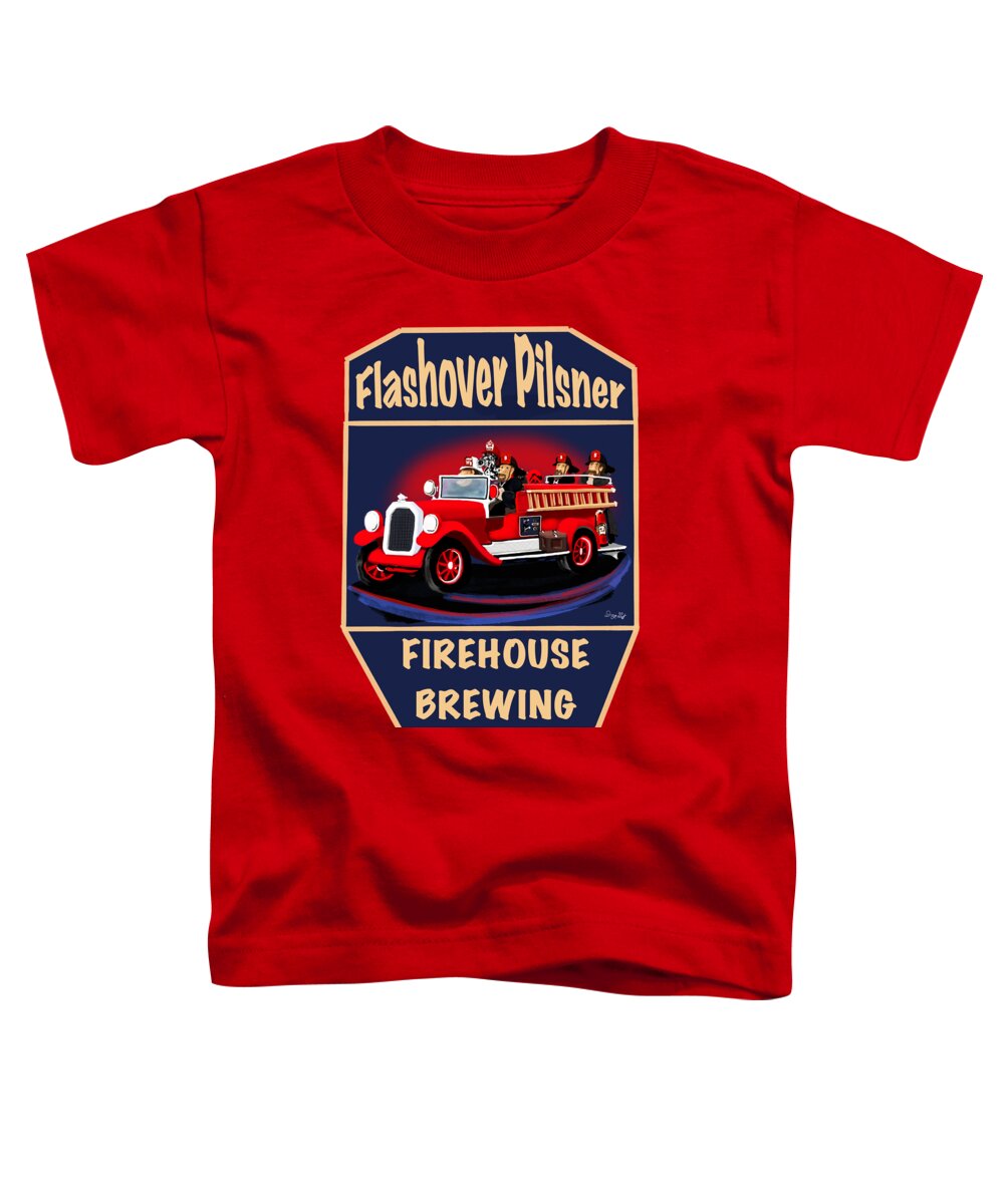  Toddler T-Shirt featuring the digital art Firehouse Brewing Flashover Pilsner by Doug Gist