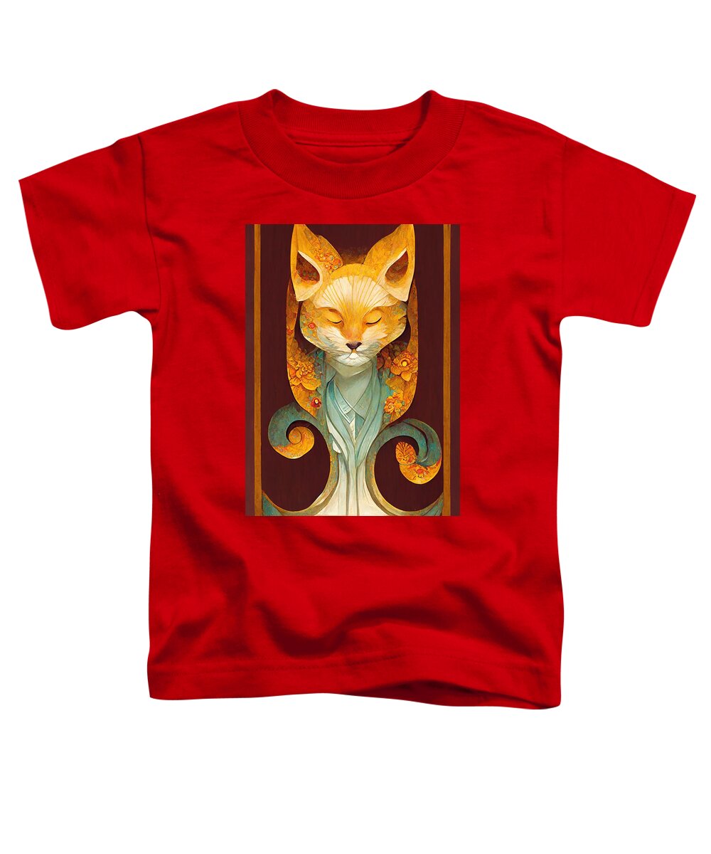 Fox Toddler T-Shirt featuring the digital art Fox Dreams by Nickleen Mosher