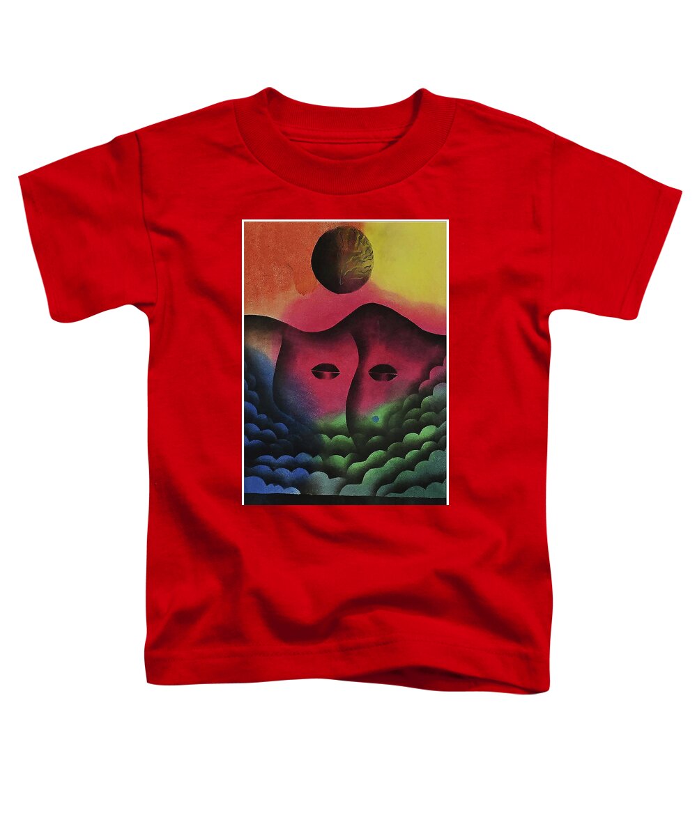 Abstract African Toddler T-Shirt featuring the painting Full Son Black by Winston Saoli 1950-1995