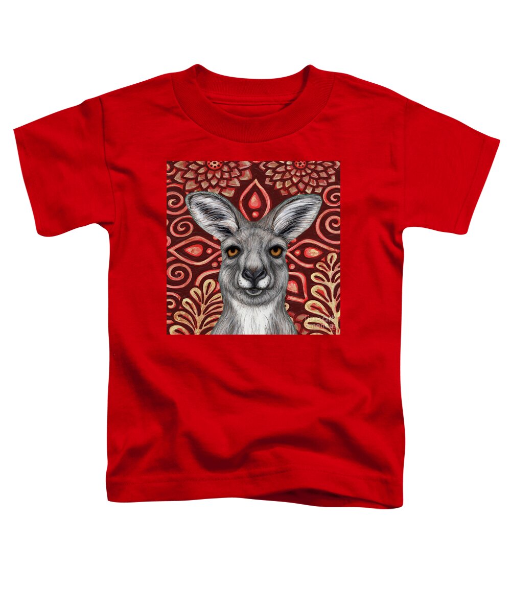 Kangaroo Toddler T-Shirt featuring the painting Happy Kangaroo Tapestry by Amy E Fraser