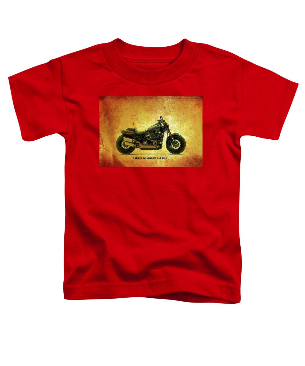 Harley Davidson Toddler T-Shirt featuring the digital art Harley Davidson Fat Bob by Roger Lighterness