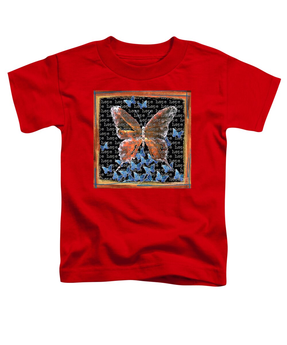 Butterfly Toddler T-Shirt featuring the painting Hope Butterfly - black by Liana Yarckin