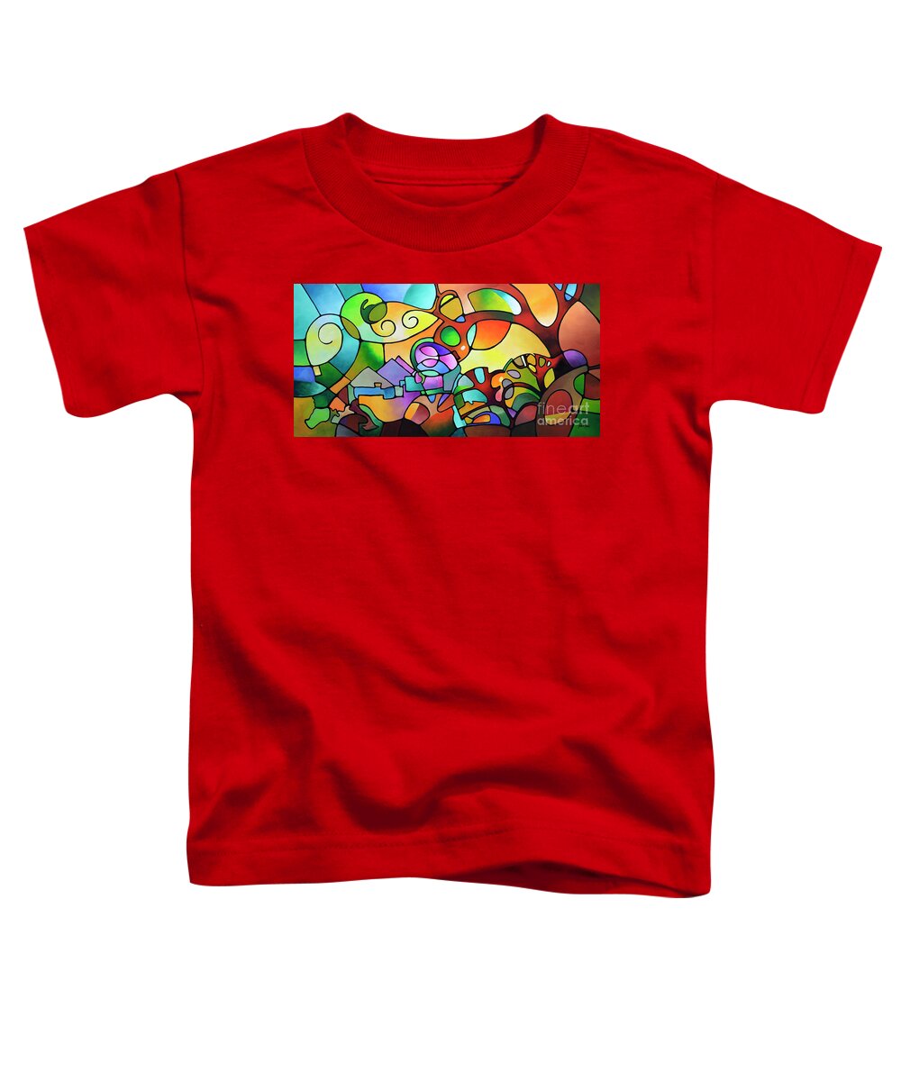 Abstract Toddler T-Shirt featuring the painting Into the Day by Sally Trace