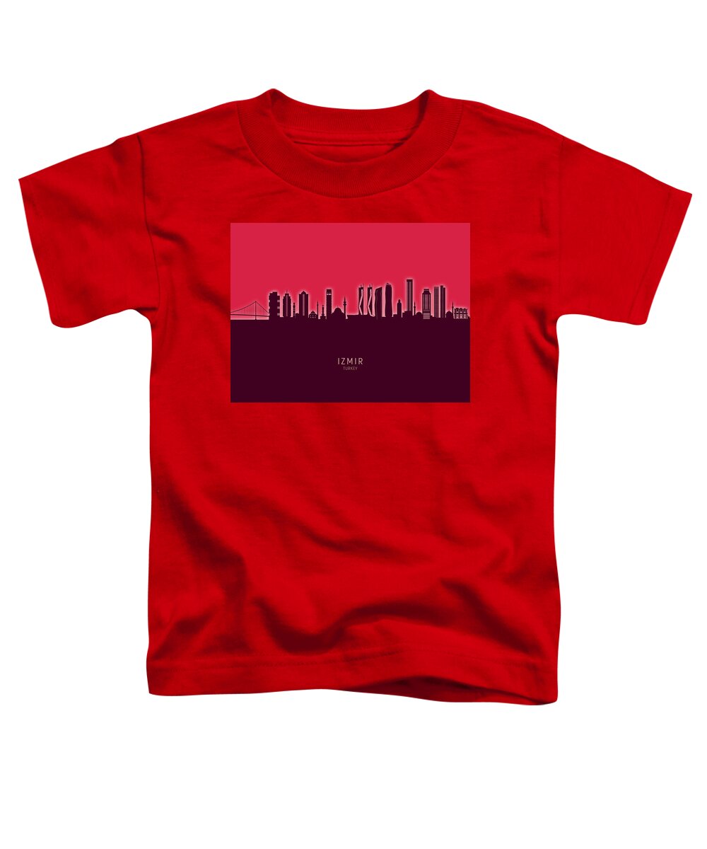 Izmir Toddler T-Shirt featuring the digital art Izmir Turkey Skyline #00 by Michael Tompsett