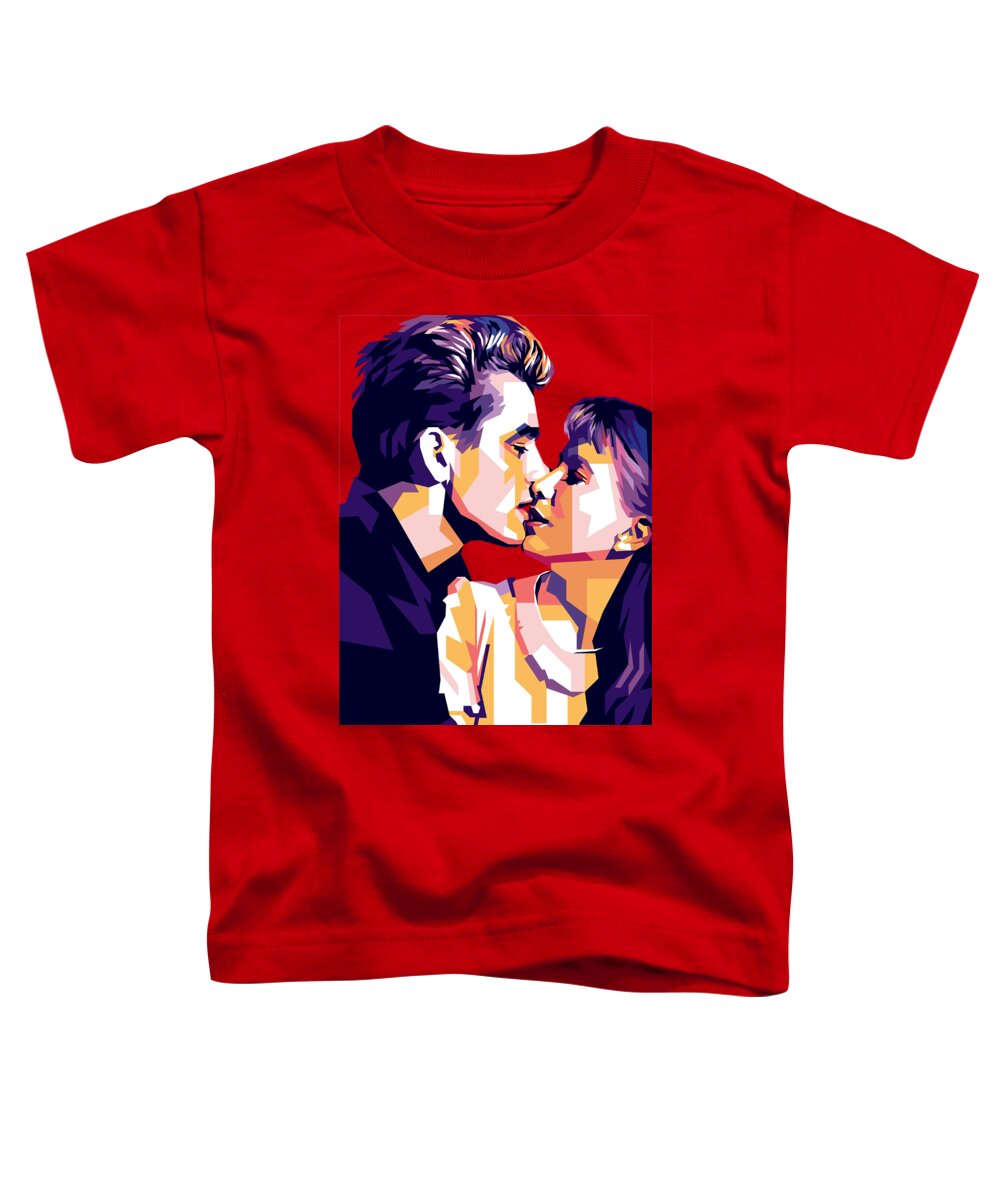 Bio Toddler T-Shirt featuring the digital art James Dean and Julie Harris -b1 by Movie World Posters