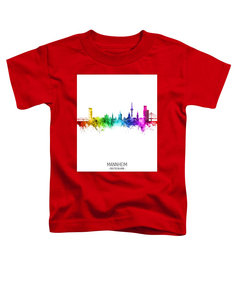 Mannheim Toddler T-Shirt featuring the digital art Mannheim Germany Skyline #08 by Michael Tompsett