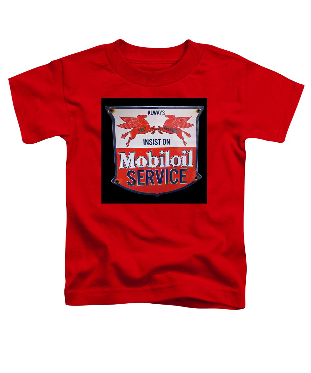 Mobiloil Toddler T-Shirt featuring the photograph Mobiloil vintage sign by Flees Photos