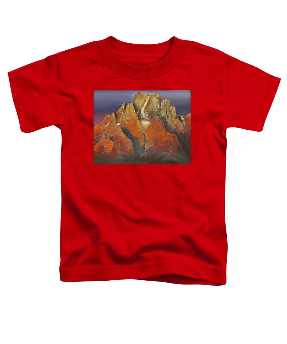 Mountain Toddler T-Shirt featuring the painting Mt. Moran Morning Portrait by Joseph Eisenhart