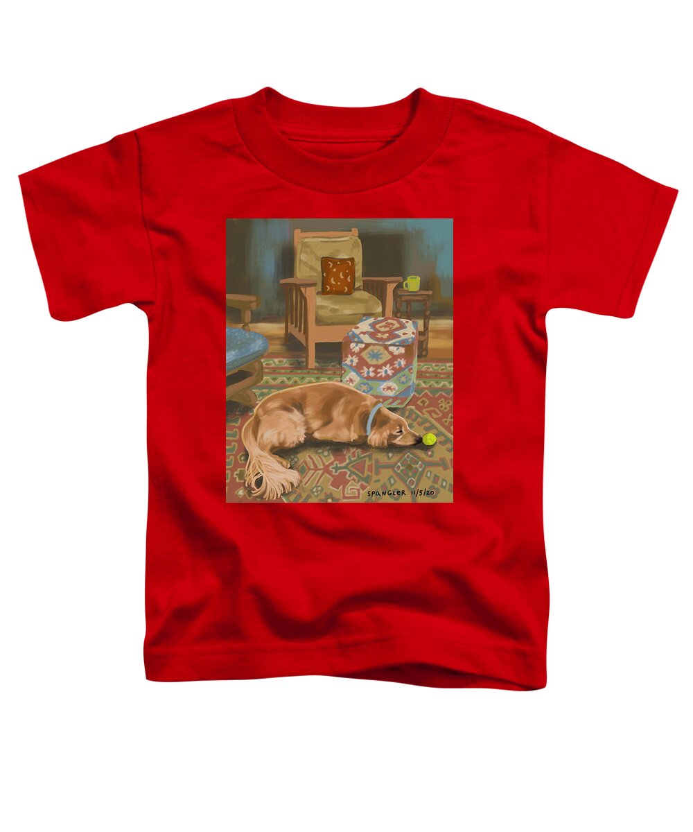 Dog Toddler T-Shirt featuring the painting On the ball by Susan Spangler
