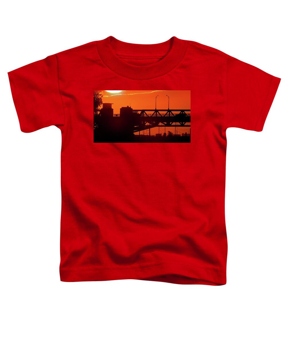 Sky Toddler T-Shirt featuring the photograph Orange Sky in Autumn by Linda Stern