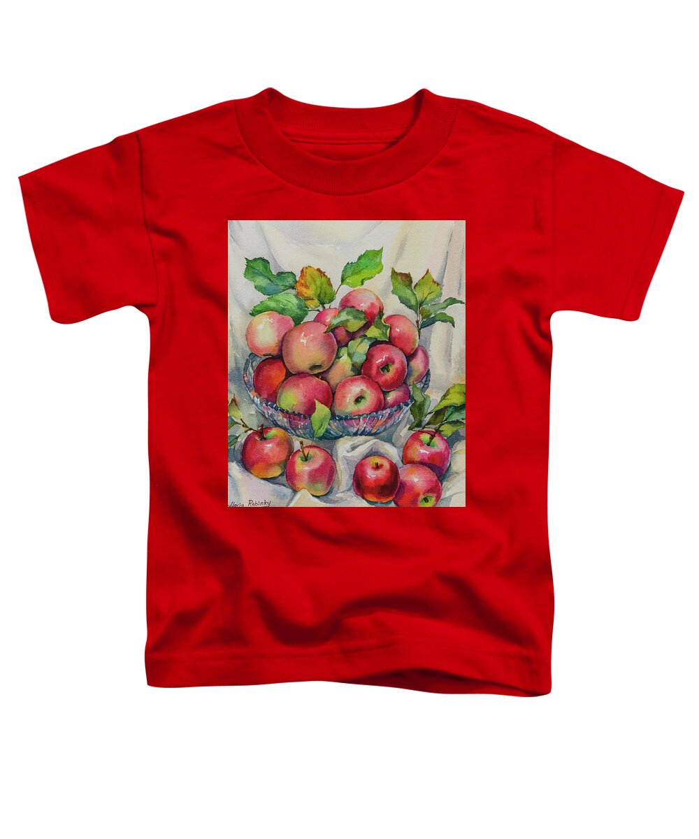 Pink Ladies Apples Toddler T-Shirt featuring the digital art Pink Ladies Still Life by Maria Rabinky