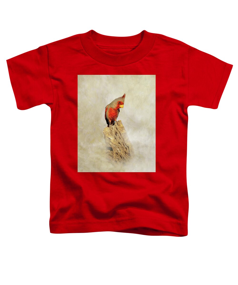 Pyrrhuloxia Toddler T-Shirt featuring the photograph Pyrrhuloxia Painterly by Patti Deters