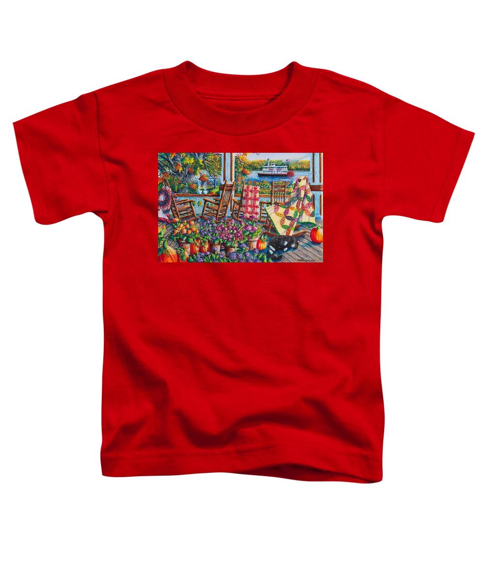 Autumn Toddler T-Shirt featuring the painting Quilting Around Chautauqua by Diane Phalen
