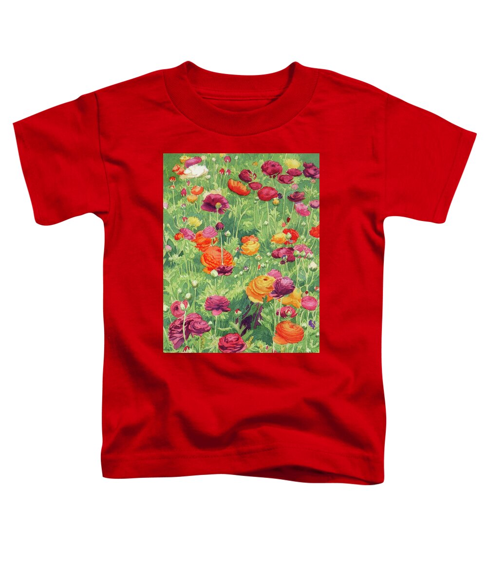 Ranunculus Toddler T-Shirt featuring the painting Ranunculus 2020 by Mary Helmreich