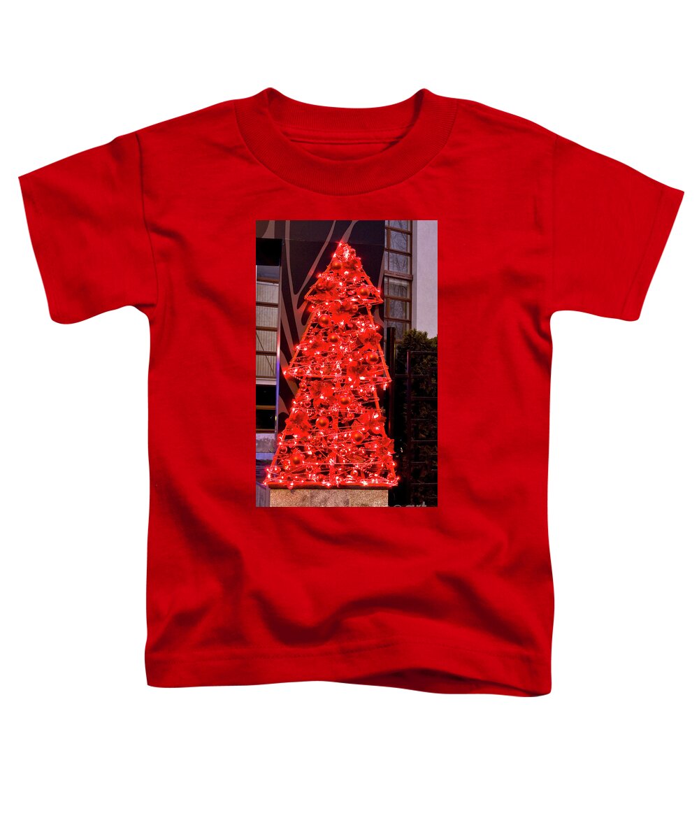 Christmas Toddler T-Shirt featuring the photograph Red Christmas tree by Irina Afonskaya