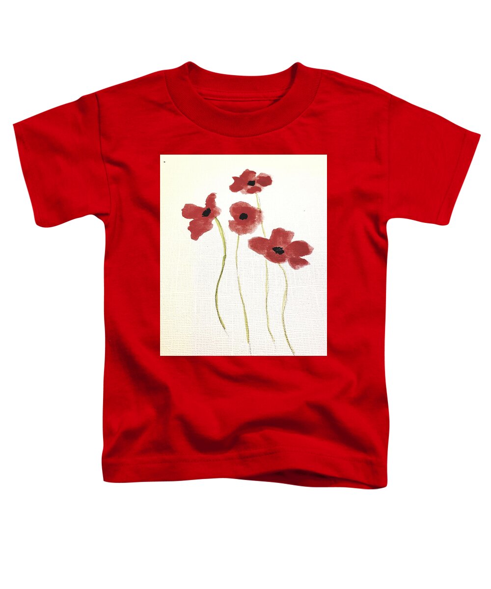  Toddler T-Shirt featuring the painting Red Flowers by Margaret Welsh Willowsilk