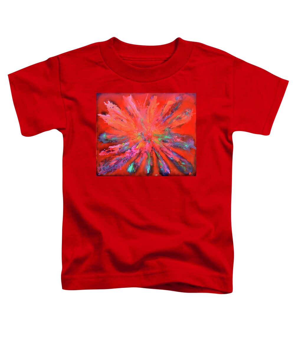 Abstract Painting Toddler T-Shirt featuring the painting Red Pandora, Large Abstract Painting by Tiberiu Soos