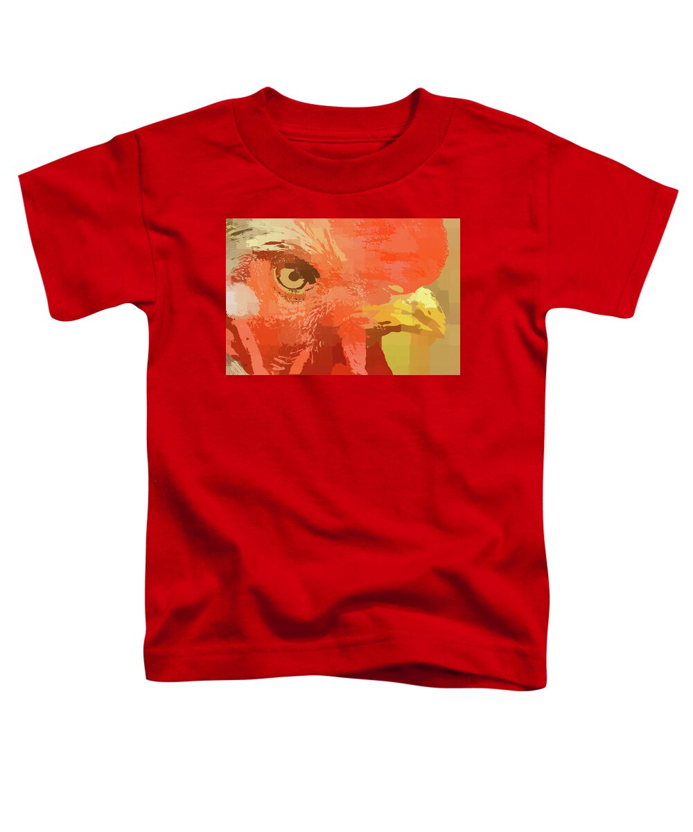 Red Toddler T-Shirt featuring the digital art Red Rooster in Abstract by Shelli Fitzpatrick