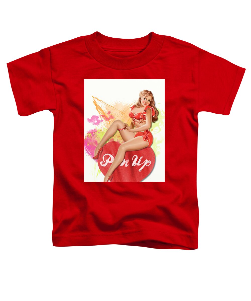 Sexy Girl Toddler T-Shirt featuring the drawing Sexy Girl Valentine Pin Up by Peter Driben