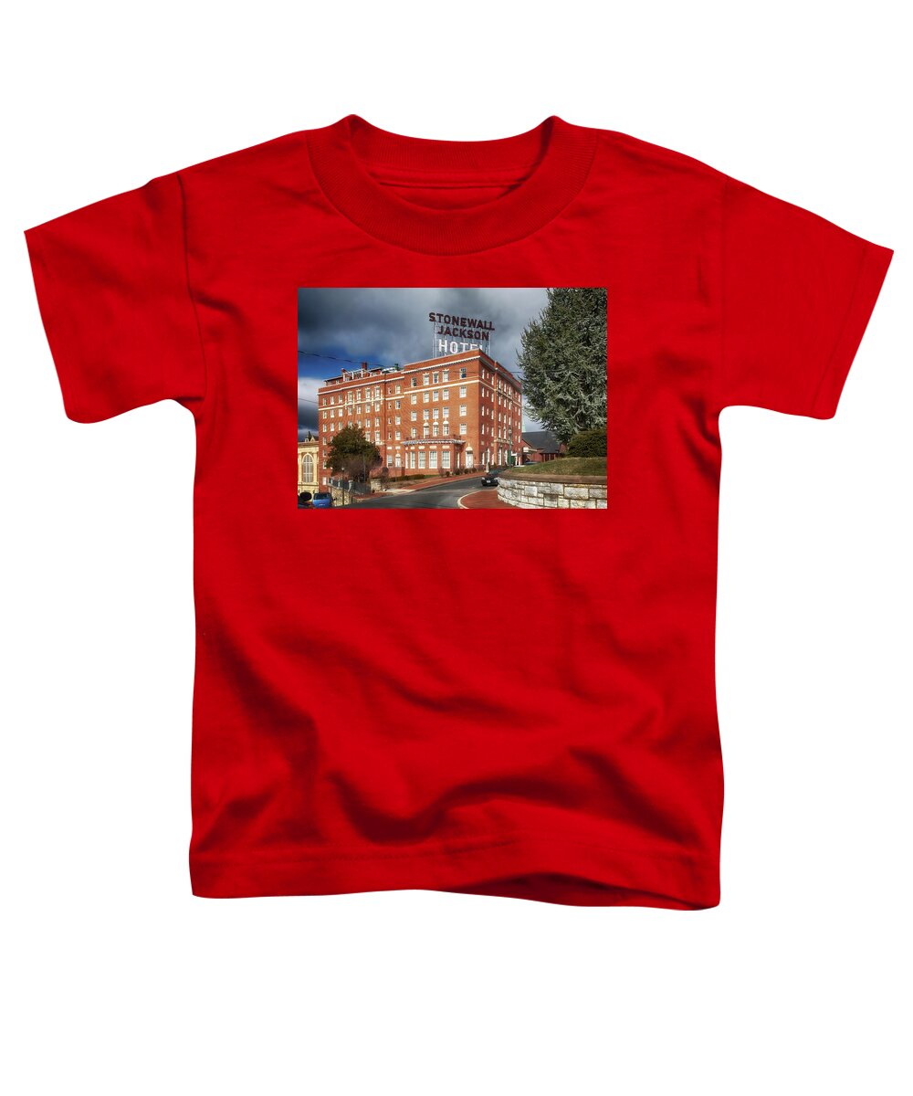 Staunton Toddler T-Shirt featuring the photograph Stonewall Jackson Hotel - Staunton Virginia by Susan Rissi Tregoning