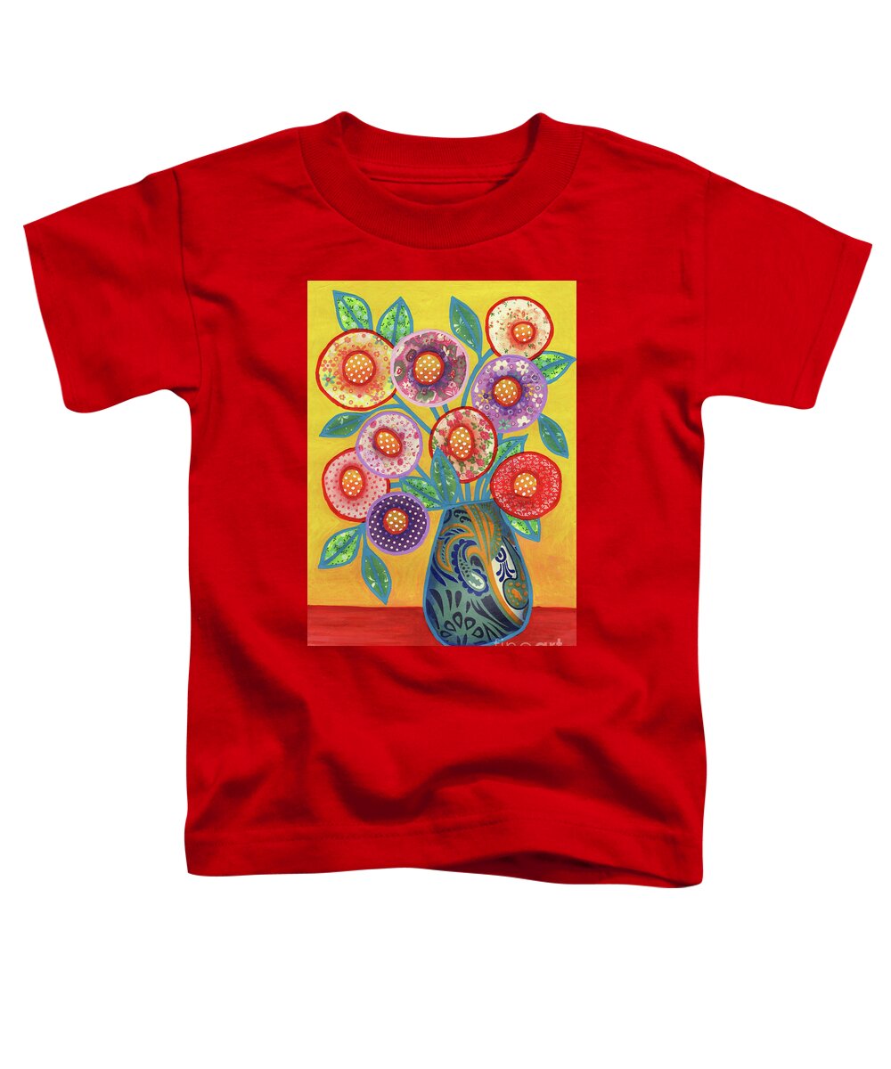 Flowers In A Vase Toddler T-Shirt featuring the painting Sunset Bouquet by Amy E Fraser