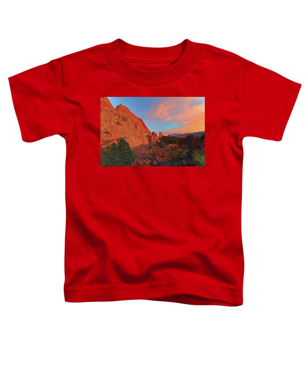 Sunset Toddler T-Shirt featuring the photograph Sunset, Garden of the Gods by Bob Falcone