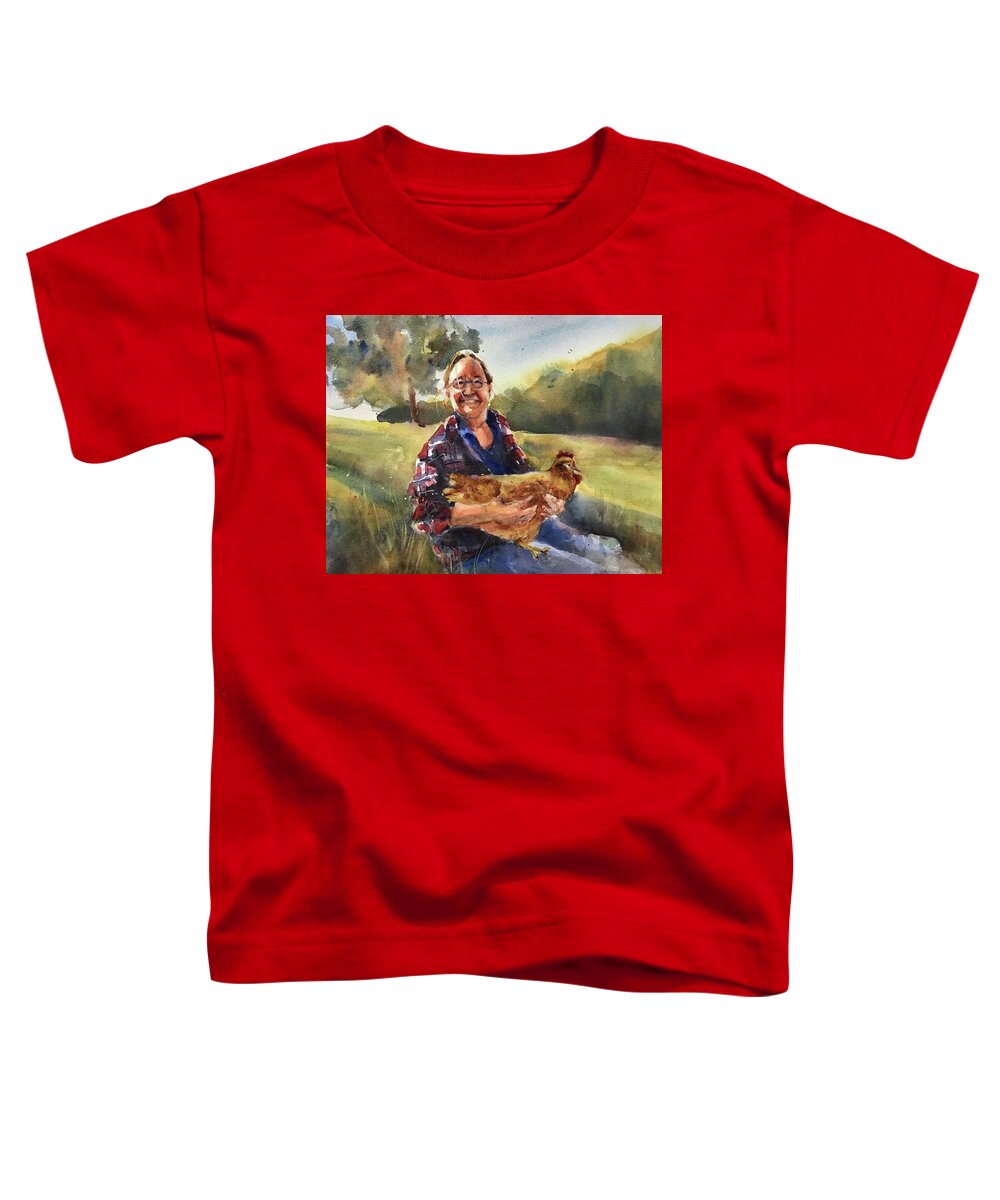 Painting Toddler T-Shirt featuring the painting The Chicken Whisperer by Judith Levins