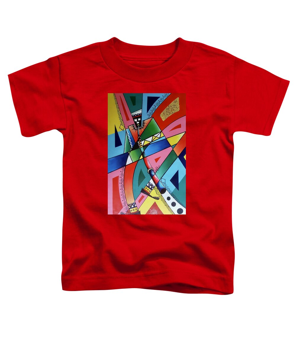 Africa Toddler T-Shirt featuring the painting The Flutist by Femi
