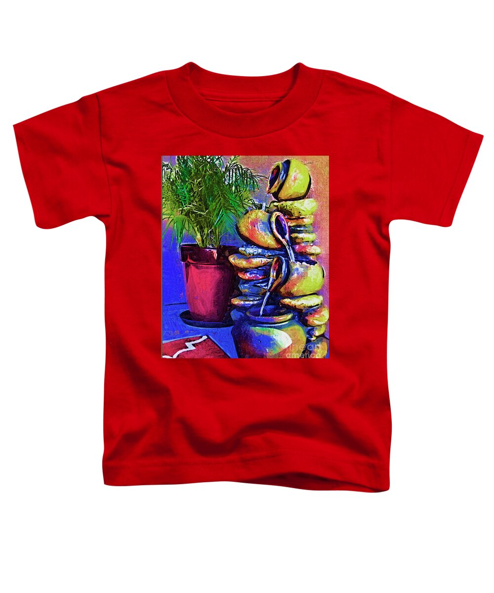 Fountain Toddler T-Shirt featuring the digital art The Palm And The Fountain by Kirt Tisdale