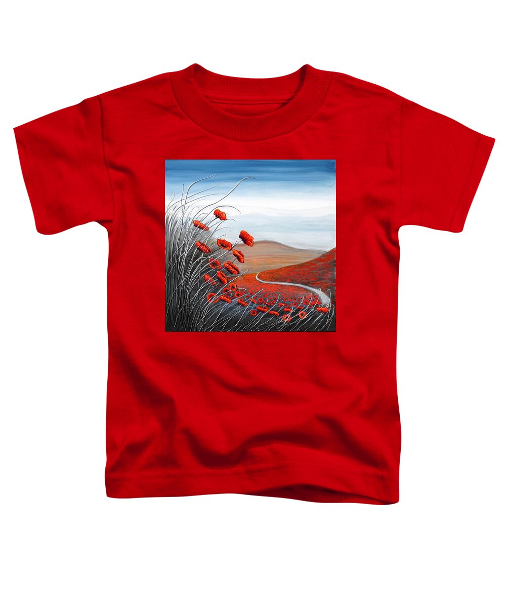 Redpoppies Toddler T-Shirt featuring the painting The Walk through the Poppies by Amanda Dagg