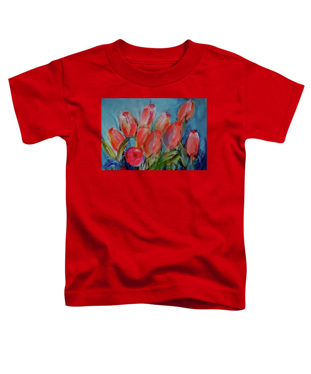 Blooms Toddler T-Shirt featuring the painting They Will Bloom Soon by Lisa Kaiser