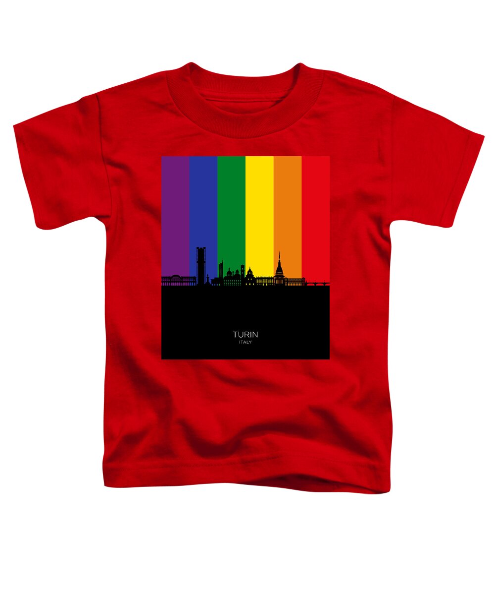 Turin Toddler T-Shirt featuring the digital art Turin Italy Skyline #24 by Michael Tompsett