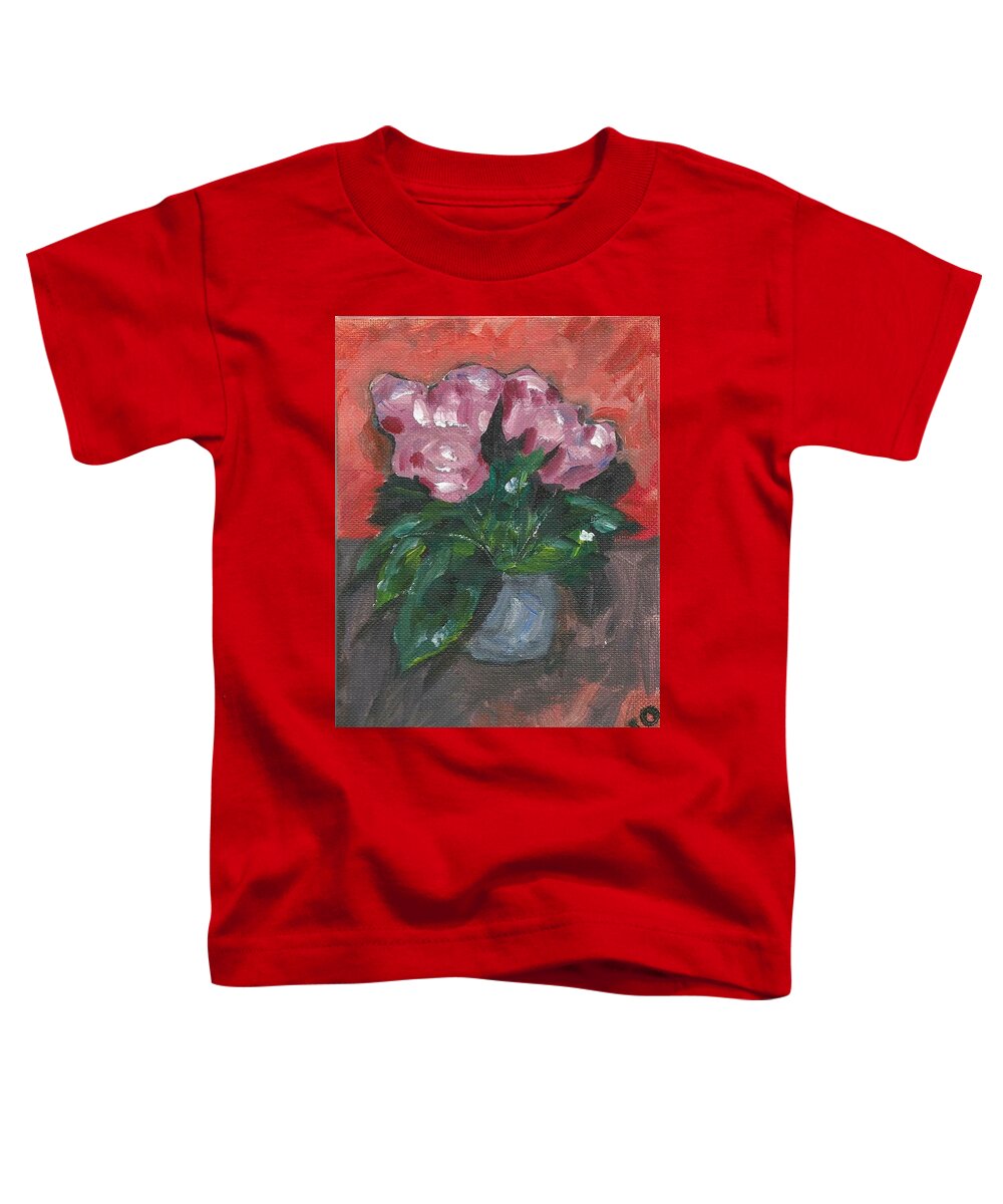 Rose Toddler T-Shirt featuring the painting Vase of Roses by Monica Resinger